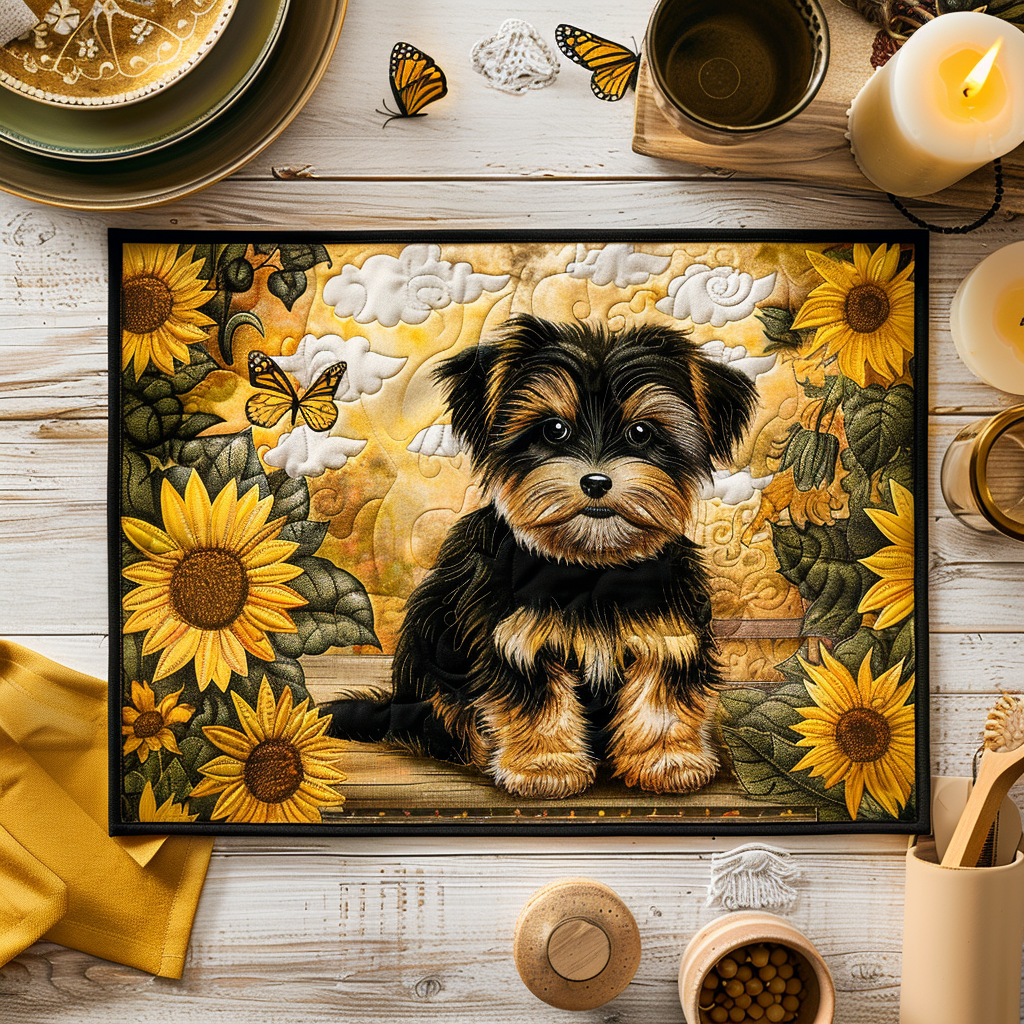 Yorkie Sunflowers Quilted Place Mat NCU0TH221