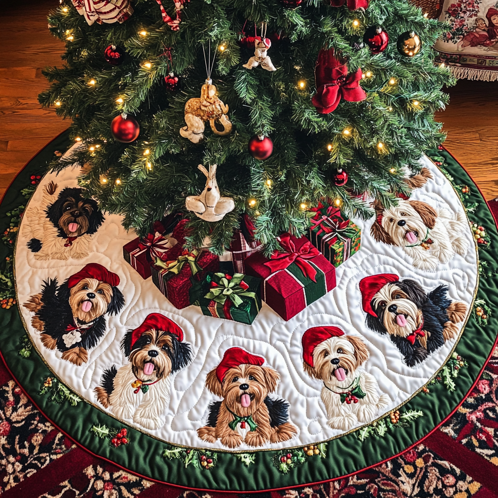 Yorkshire Holiday Spirit Christmas Quilted Tree Skirt NCU0DK1871