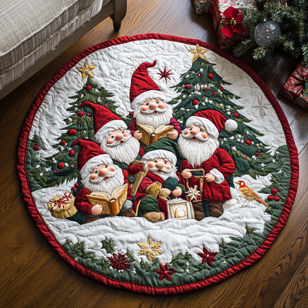 Yuletide Gnome Glow Quilted Round Mat NCU0DK1111