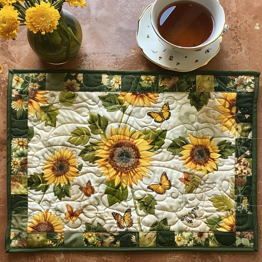 Lemon Glow Sunflower Quilted Placemat NCU0TL092