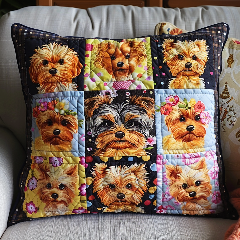 Yorkie Love Quilted Pillow case NCU0TH175