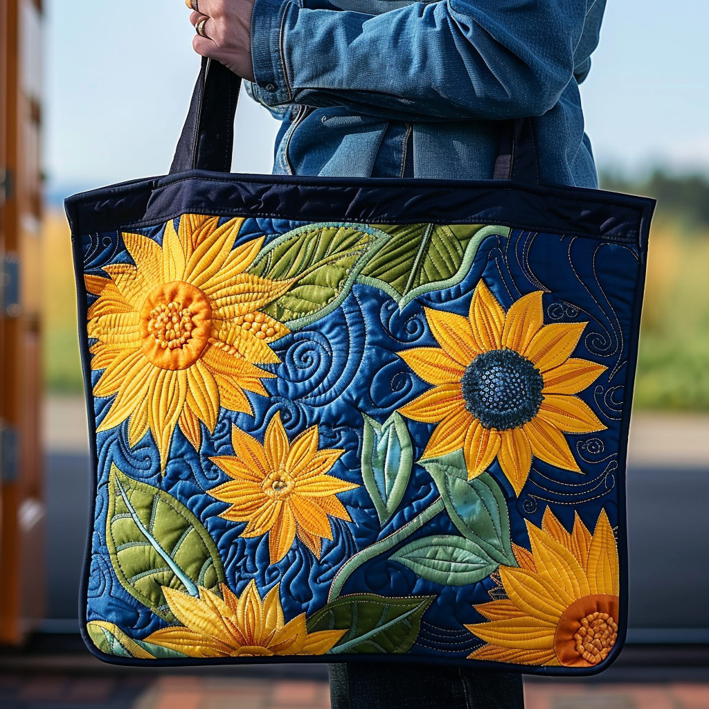 Artistic Sunflowers Quilted Tote Bag NCU0TH465