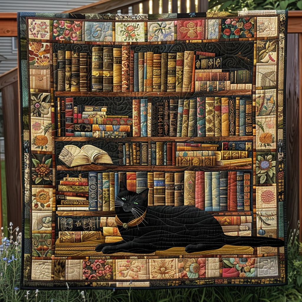 Book Nook Kitty Quilted Blanket NCU0TH435