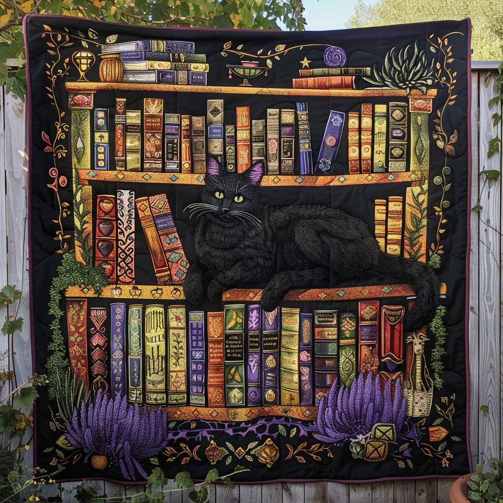 Bibliophile Cat Quilted Blanket NCU0TH439