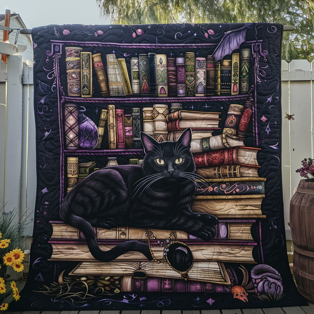 Feline Scholar Quilted Blanket NCU0TH441