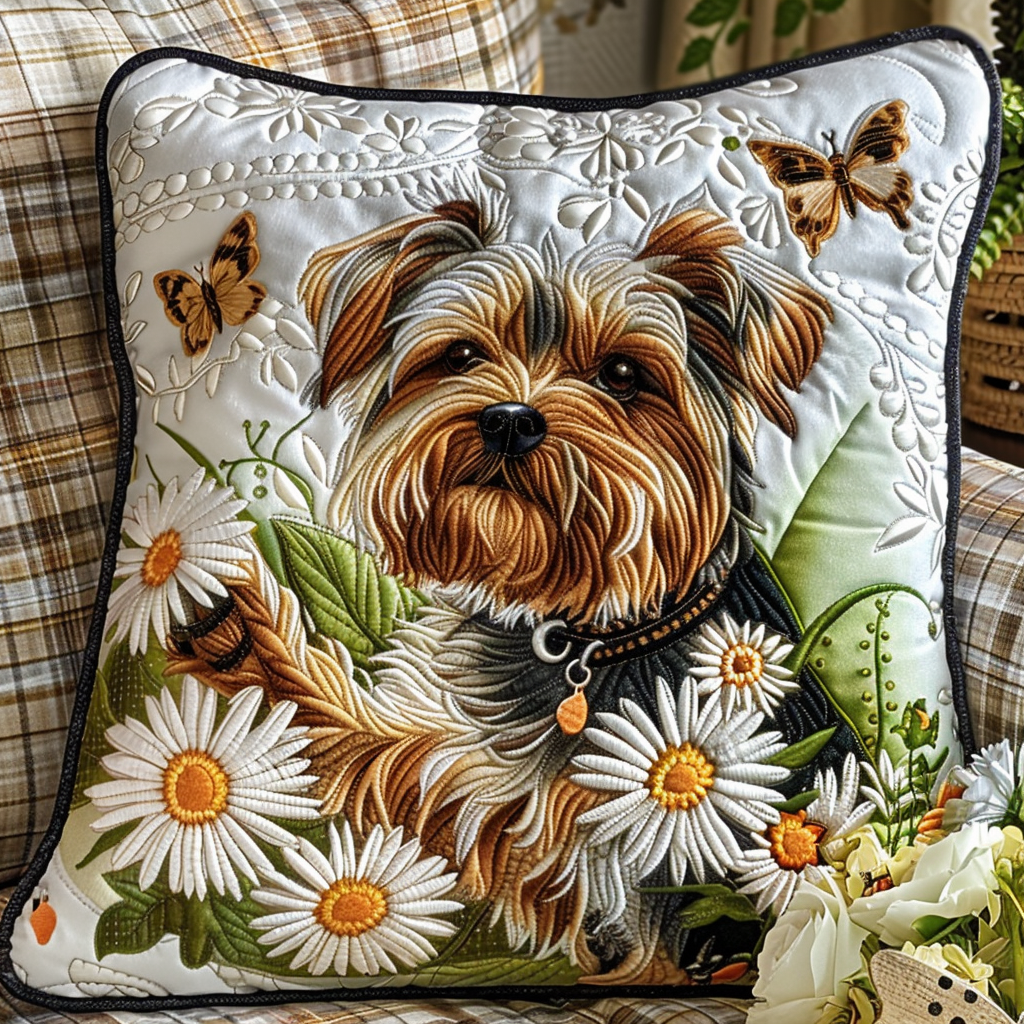 Yorkie Cozy Quilted Pillow case NCU0TH186