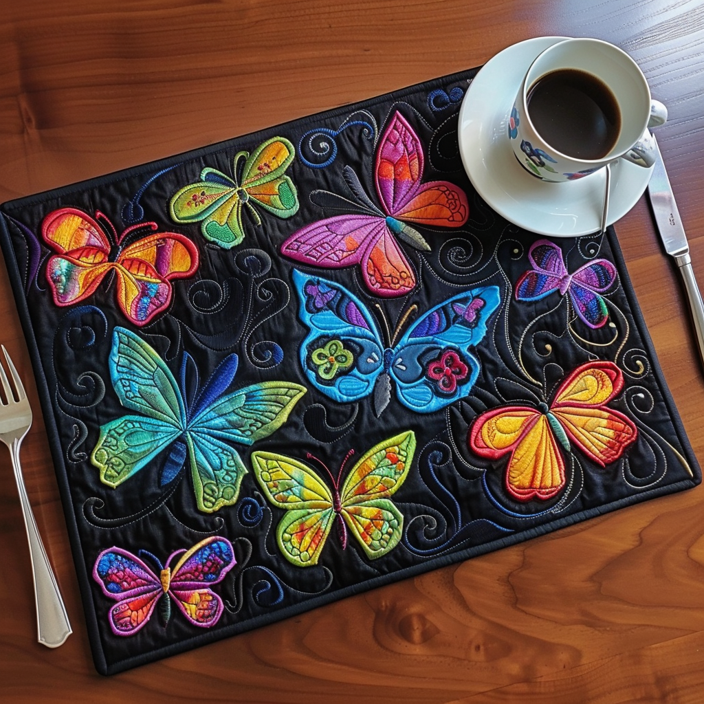 Colorful Butterflies Quilted Placemat NCU0TH001