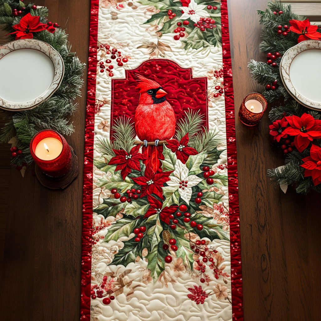 Redbird Elegance Quilted Table Runner NCU0VH005