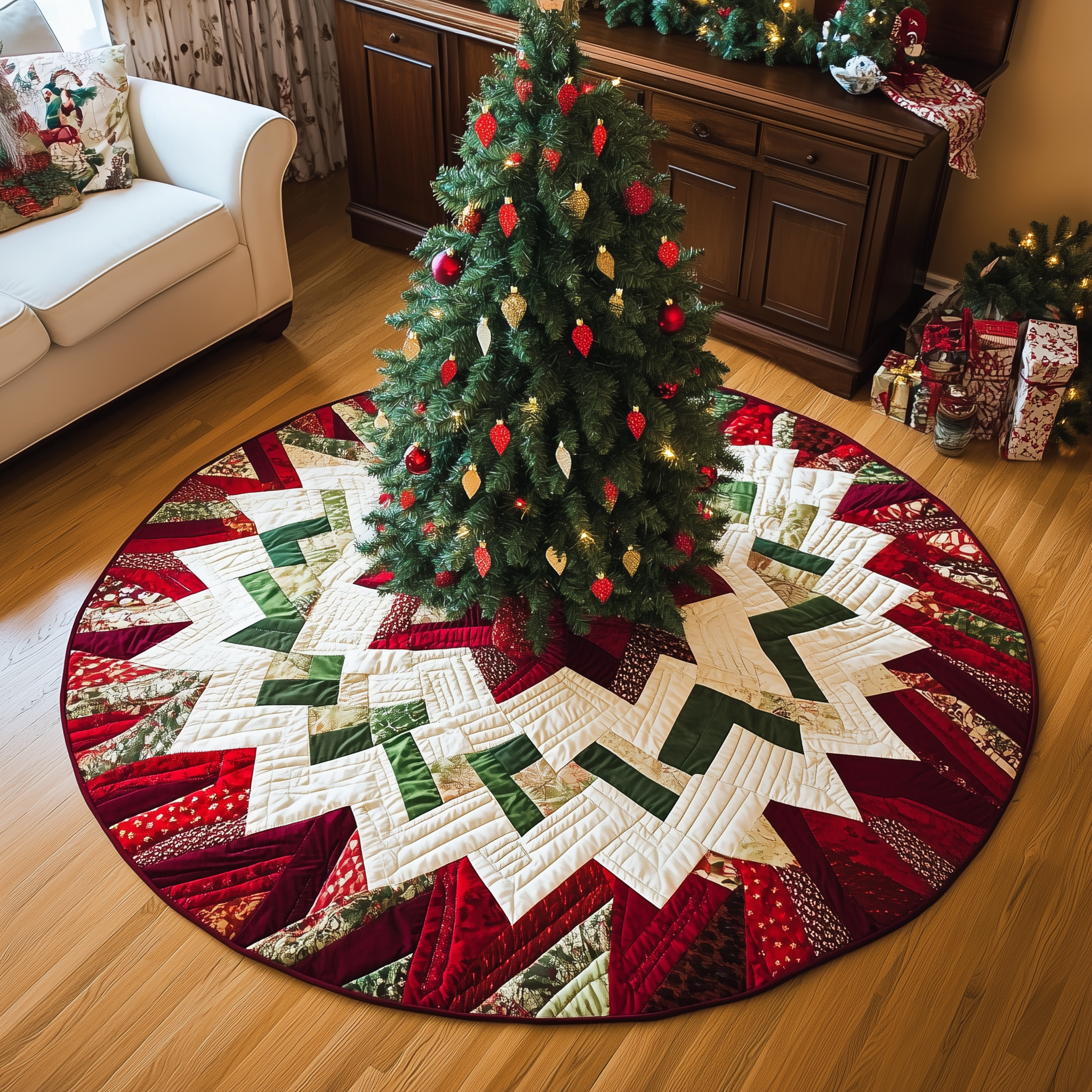 Christmas Quilted Tree Skirt NCU0VT46