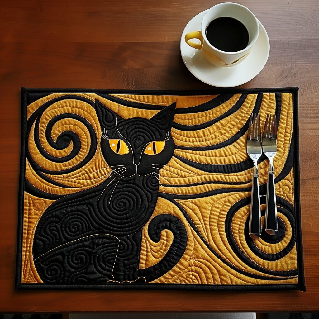 Enchanted Moon Cat Quilted Place Mat NCU0TH392