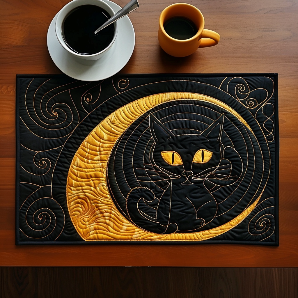 Midnight Cat's Charm Quilted Place Mat NCU0TH393