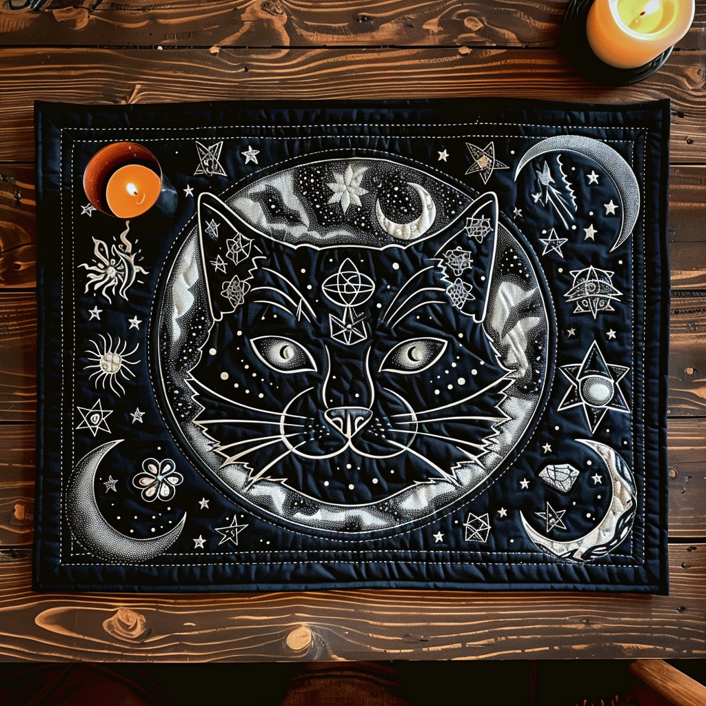 Moon Phase Meow Quilted Place Mat NCU0TH445