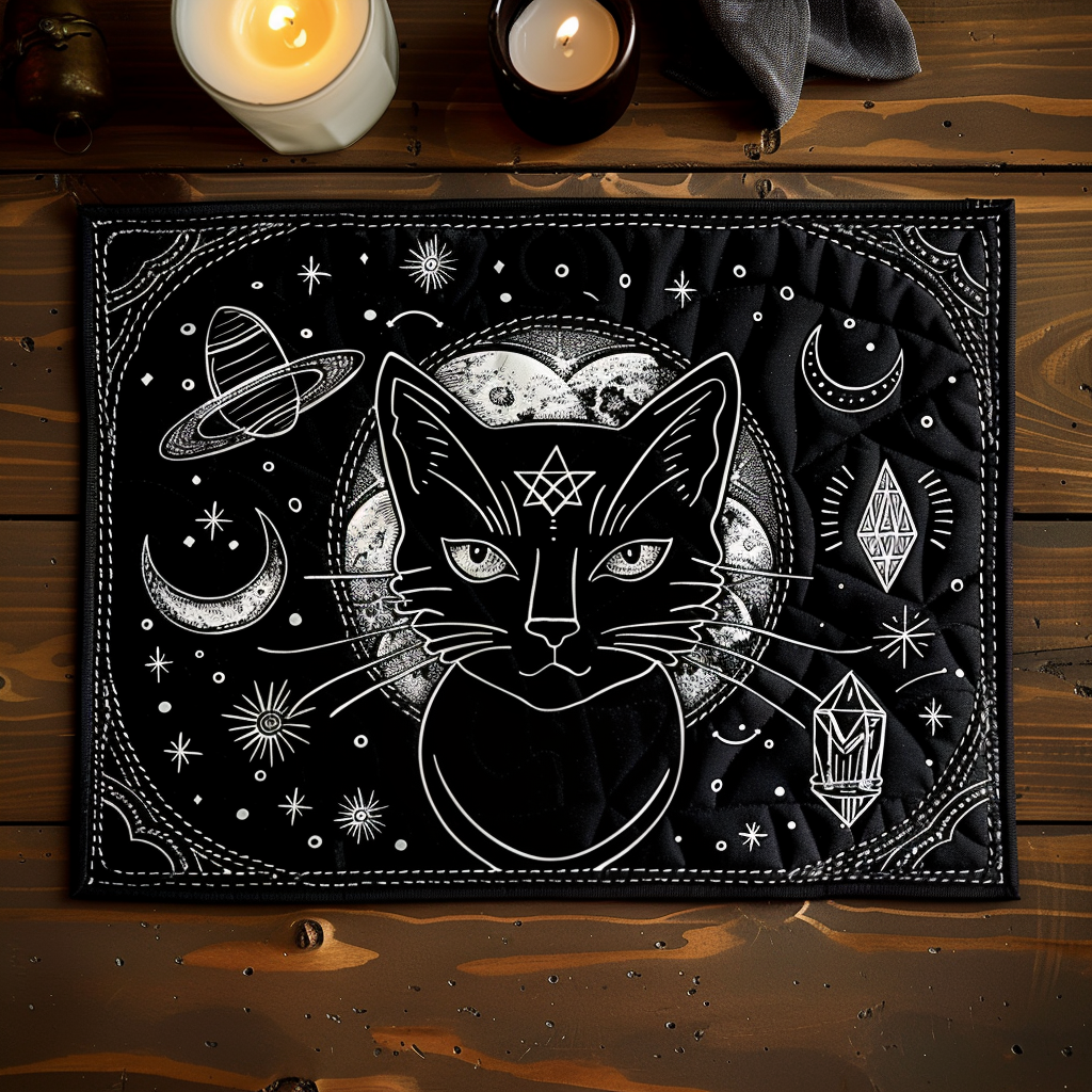 Nighttime Nimbus Cat Quilted Place Mat NCU0TH446