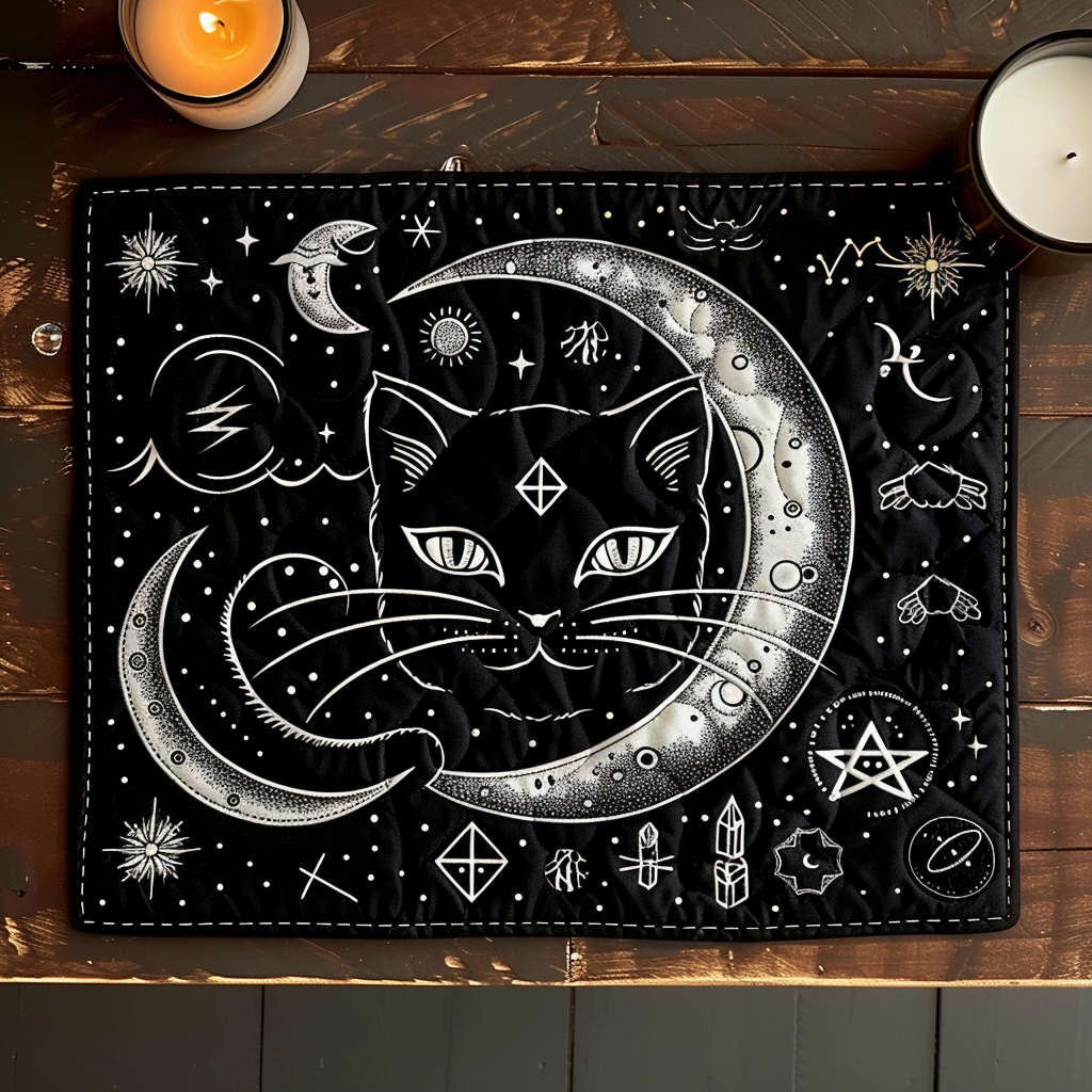 Enchanted Night Feline Quilted Place Mat NCU0TH450