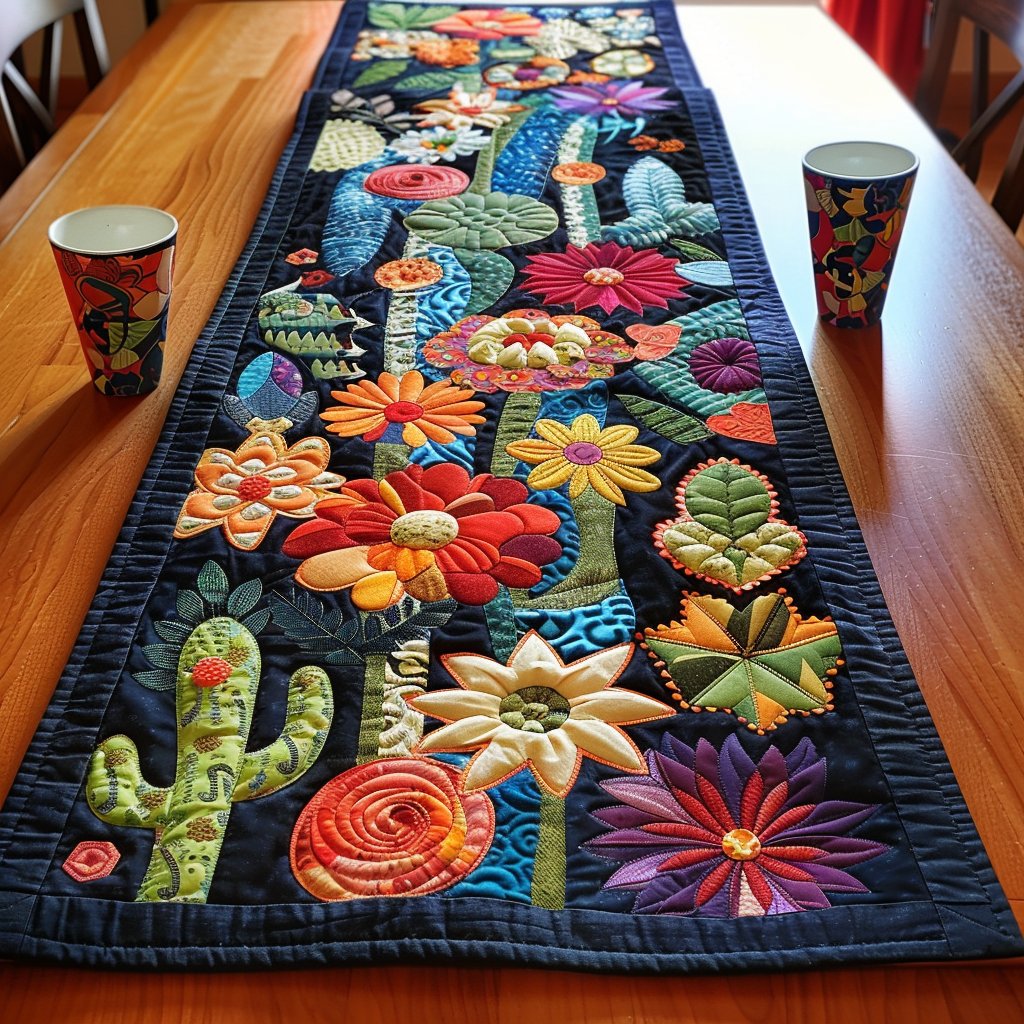 Prickly Comfort Quilted Table Runner NCU0TH470