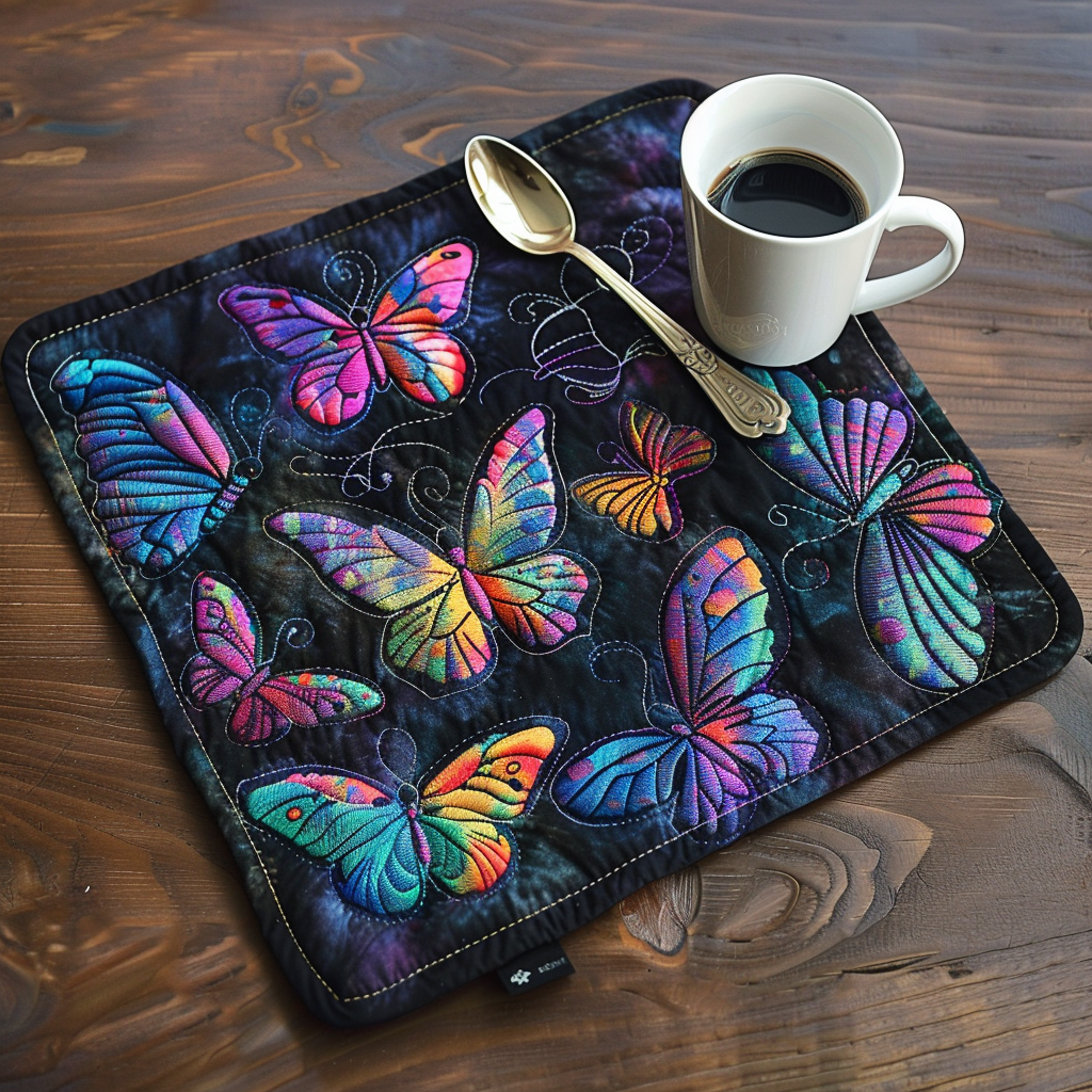 Colorful Moonlit Butterfly Quilted Placemat NCU0TL099