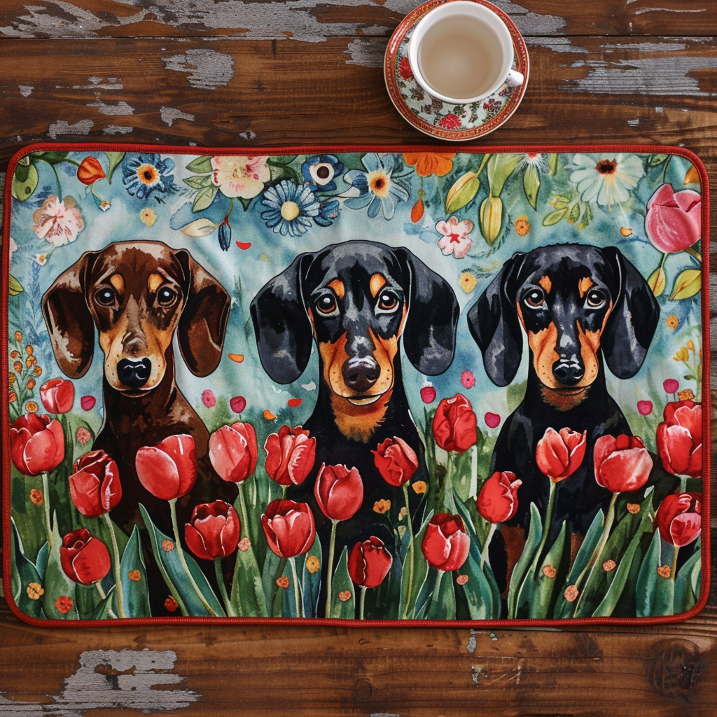 Majestic Tulip Harmony Dachshunds Quilted Placemat NCU0TL130