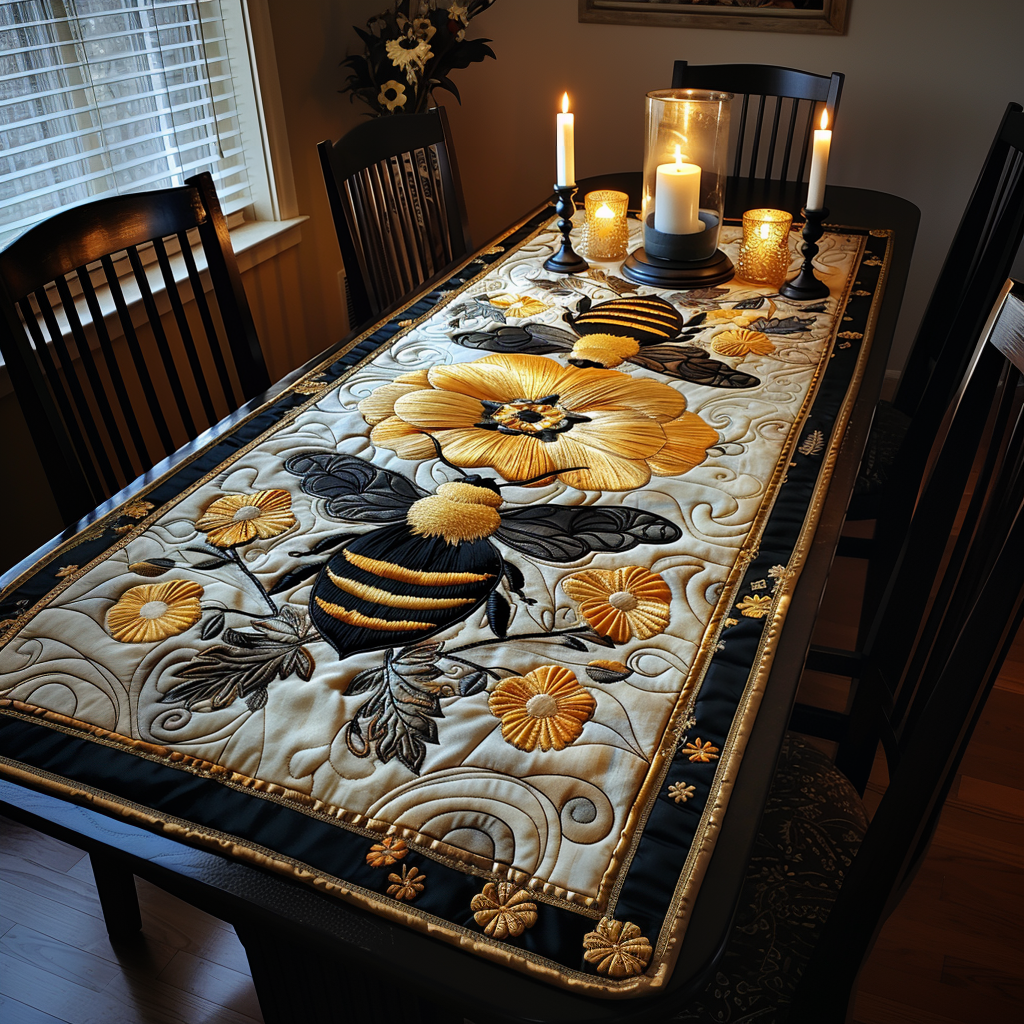 Elegant Bee Quilted Table Runner NCU0TH050