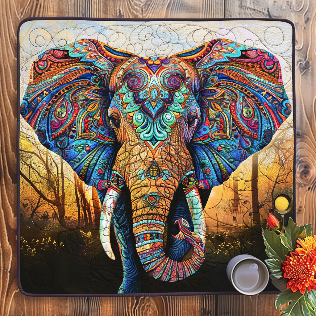 Bright Elephant Adventure Quilted Placemat NCU0TL109