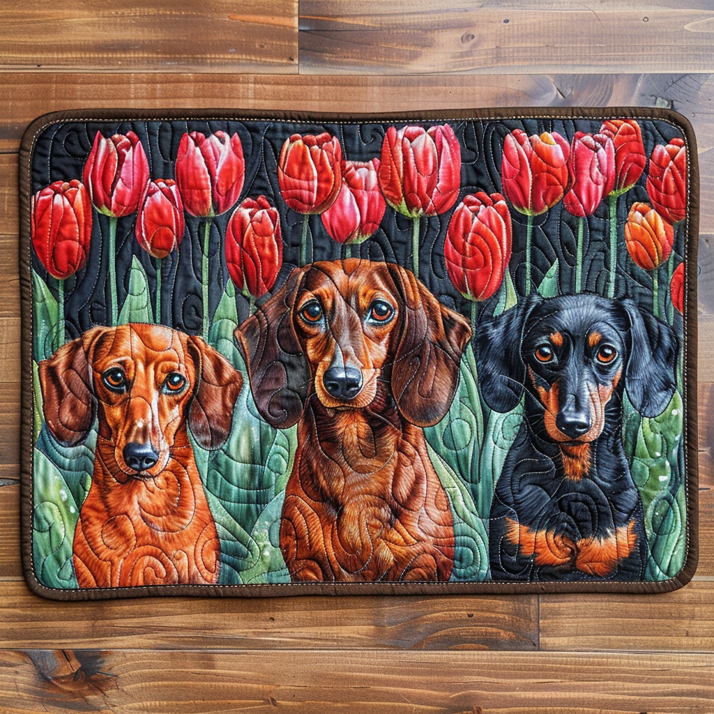 Elegant Tulip Dachshunds Quilted Placemat NCU0TL132