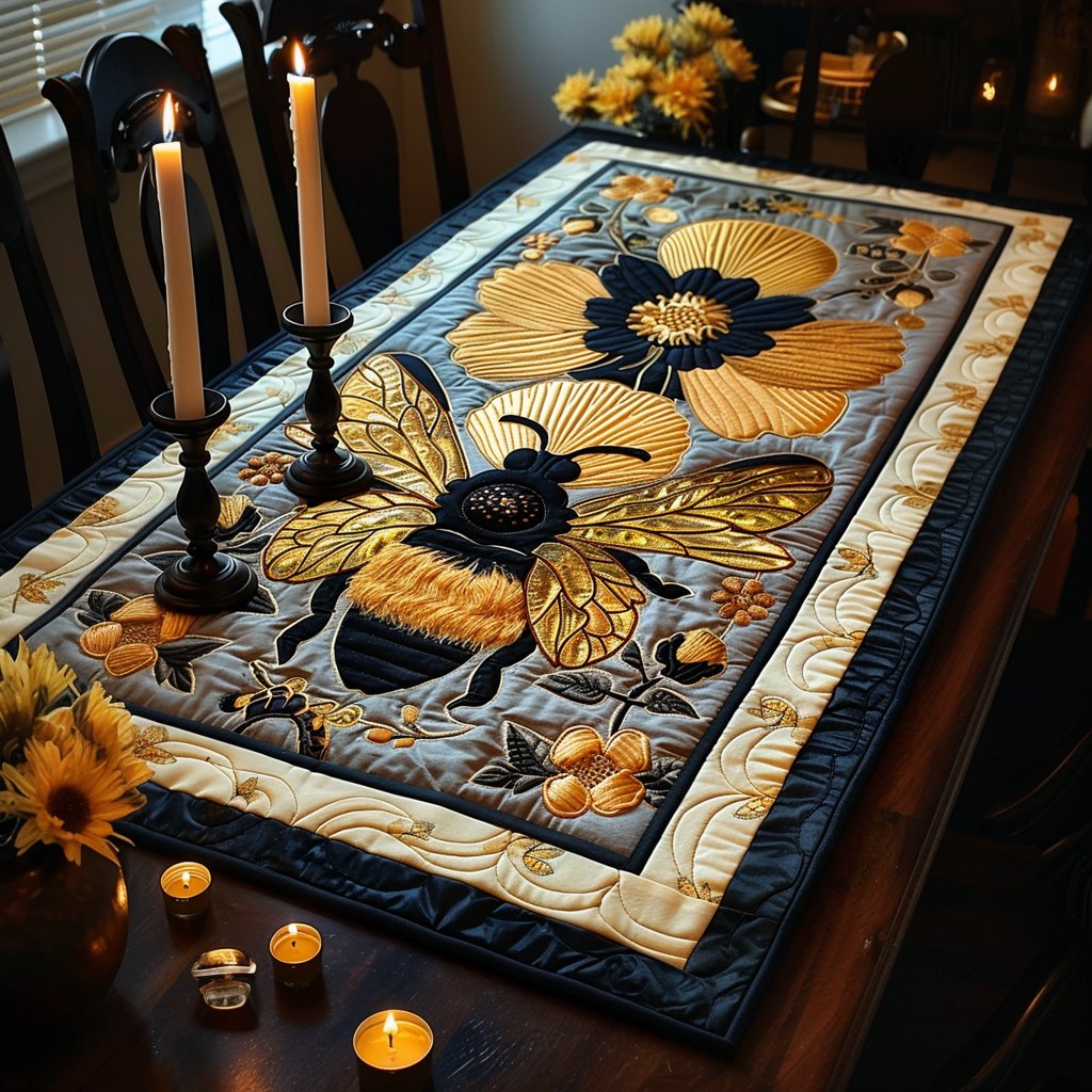 Bee Majesty Quilted Table Runner NCU0TH048