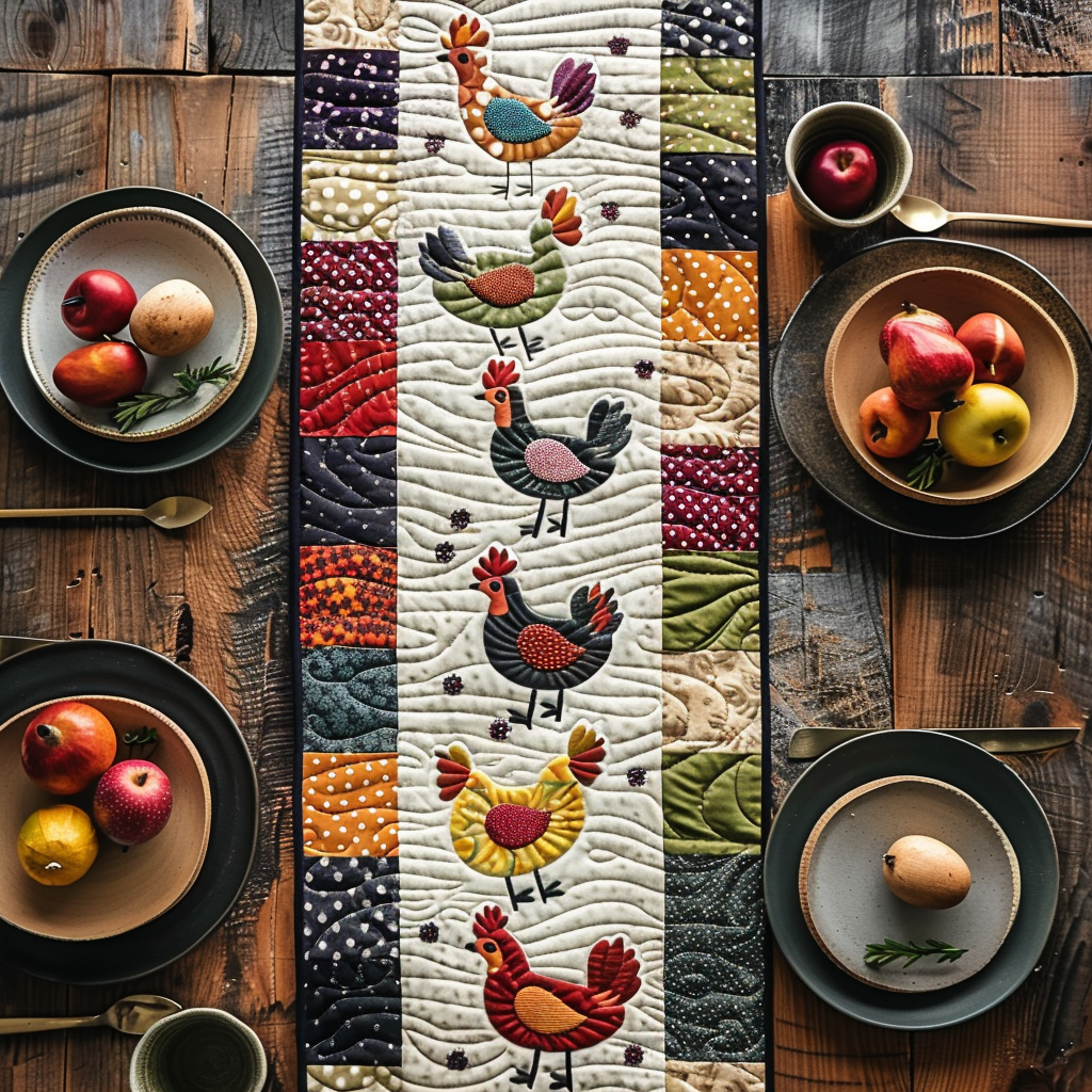 Clucking Companions Quilted Table Runner NCU0TH323