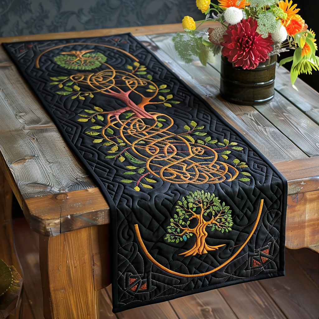 Celtic Knotwork Tree Quilted Table Runner NCU0TL191