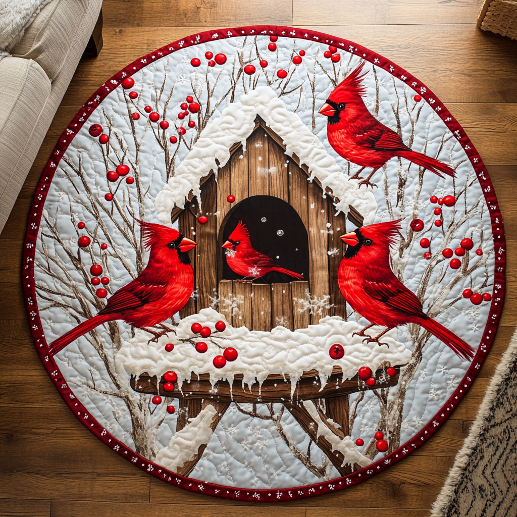 Winter Gathering Quilted Round Mat NCU0VH009