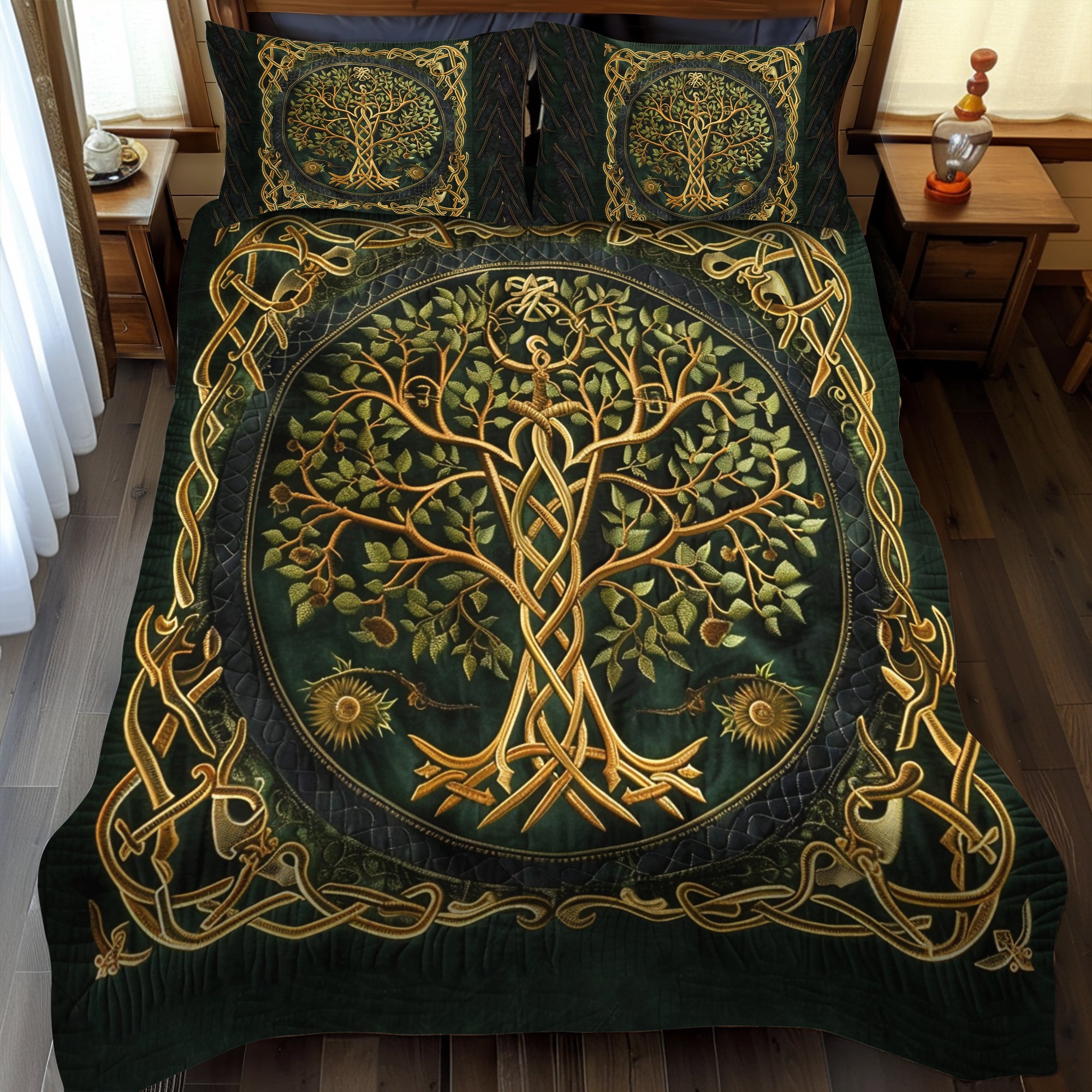 Celtic Heritage Tree of Life 3-Piece Quilted Bedding Set NCU0PD039