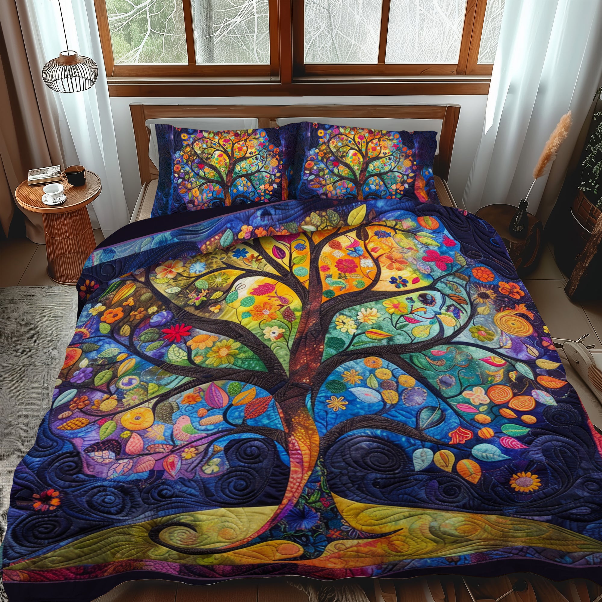 Ornate Celtic Tree Of Life 3-Piece Quilted Bedding Set NCU0PD041