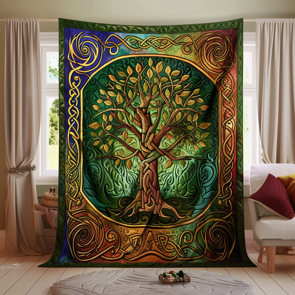 Celtic Heritage Tree of Life Quilted Blanket NCU0PD036