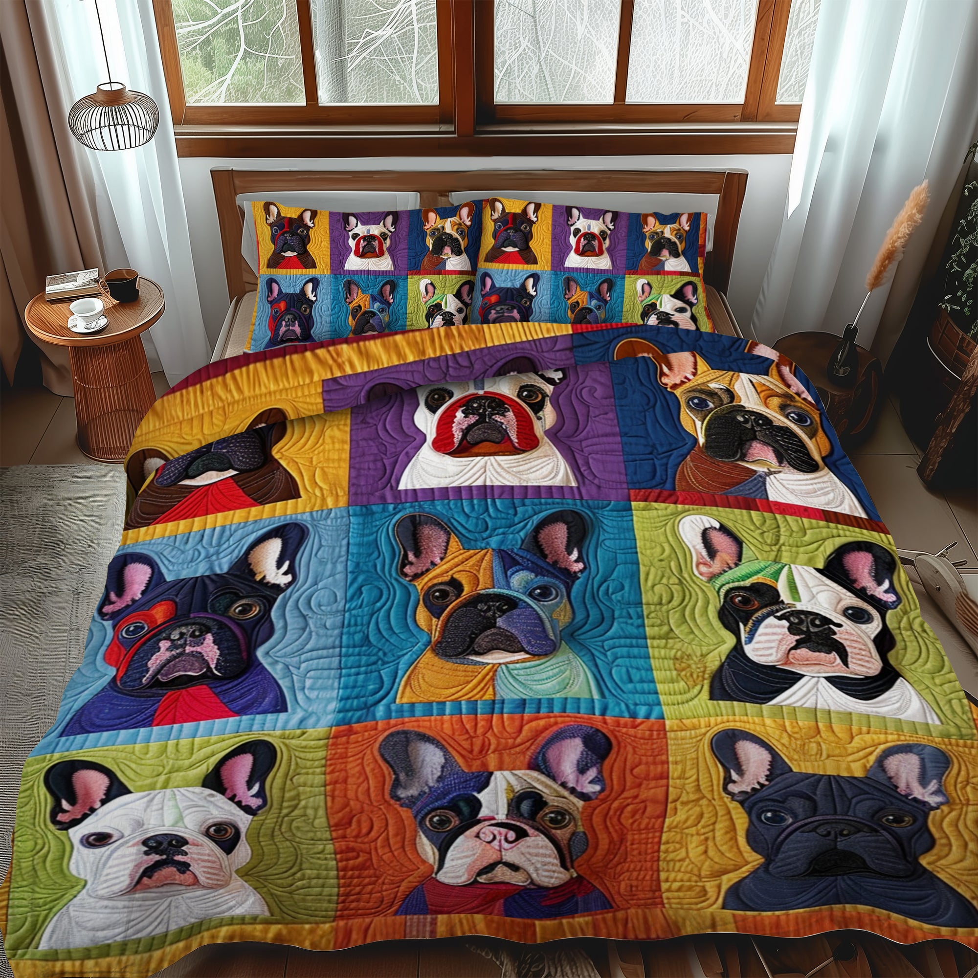 French Bulldog Art 3-Piece Quilted Bedding Set NCU0PD091