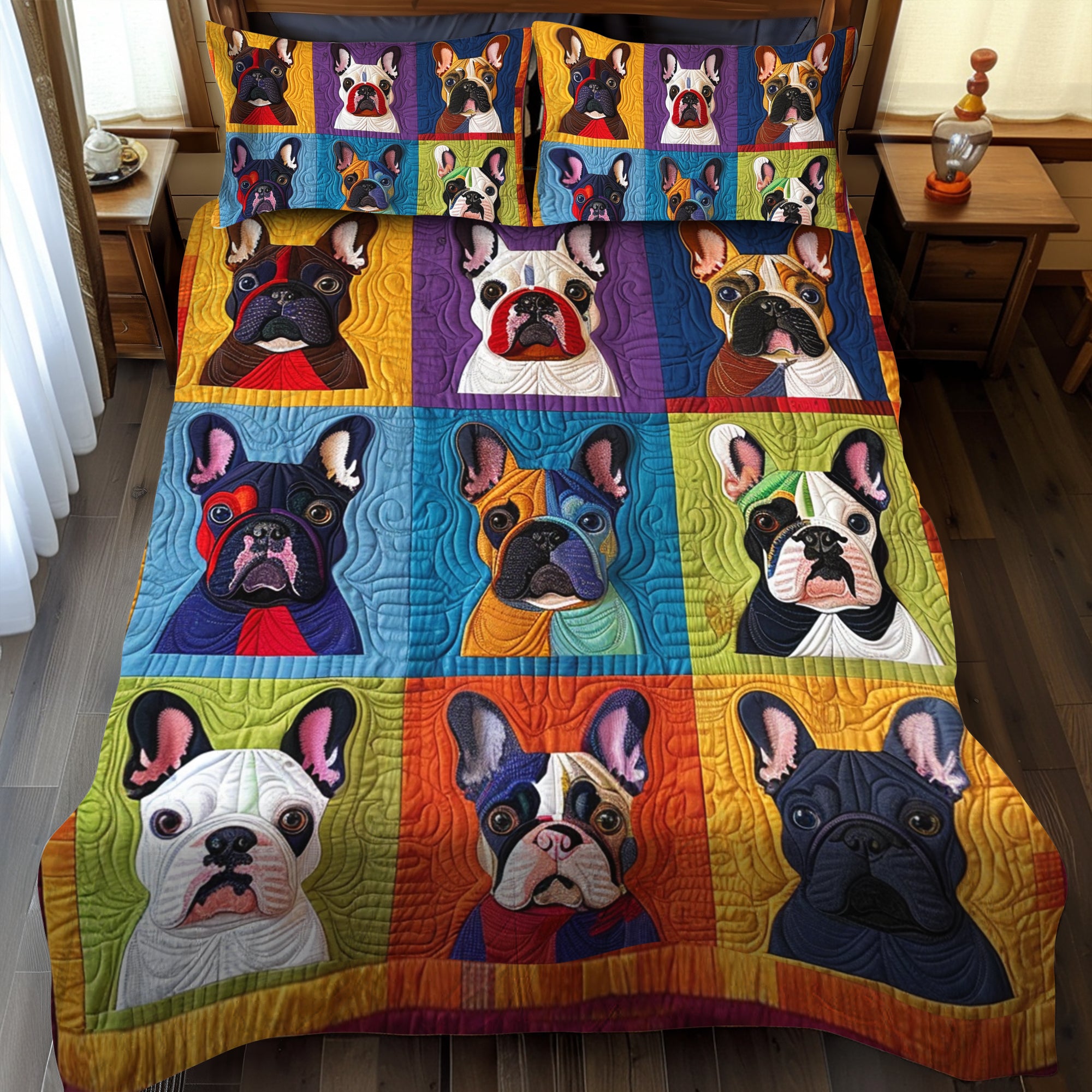 French Bulldog Art 3-Piece Quilted Bedding Set NCU0PD091