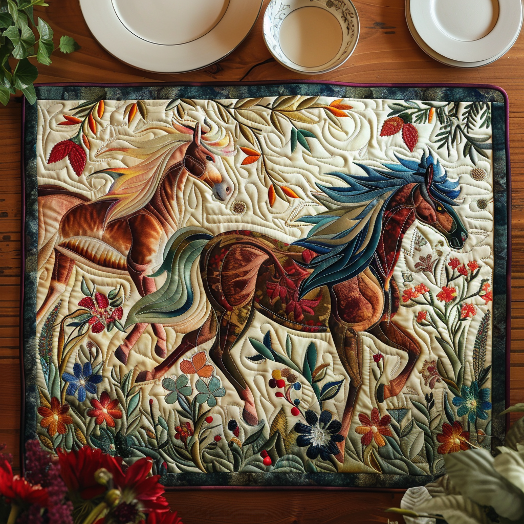 Artistic Mystical Steeds Quilted Place Mat NCU0PD259