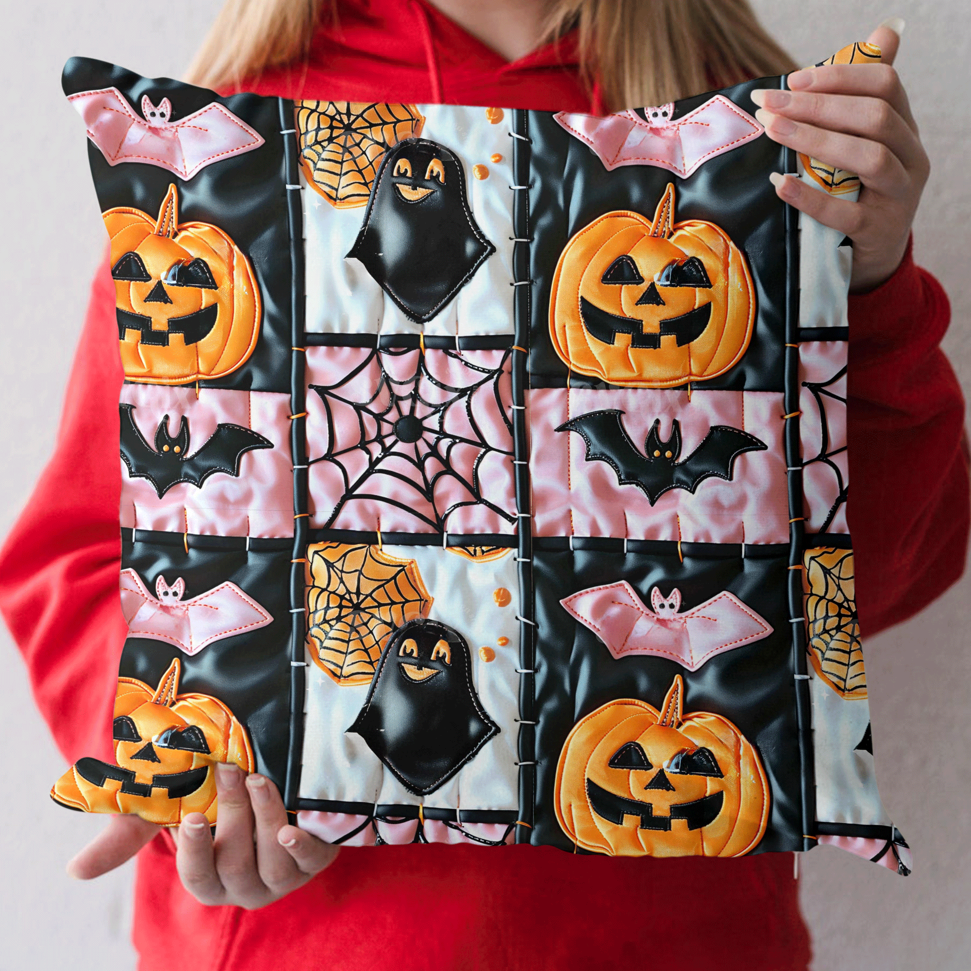 Spooky Skeleton Halloween Quilted Pillow Case NCU0PD816