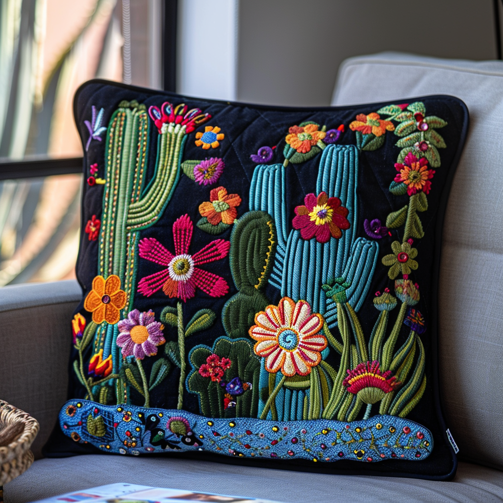 Flowering Cactus Quilted Pillow Case NCU0PD061