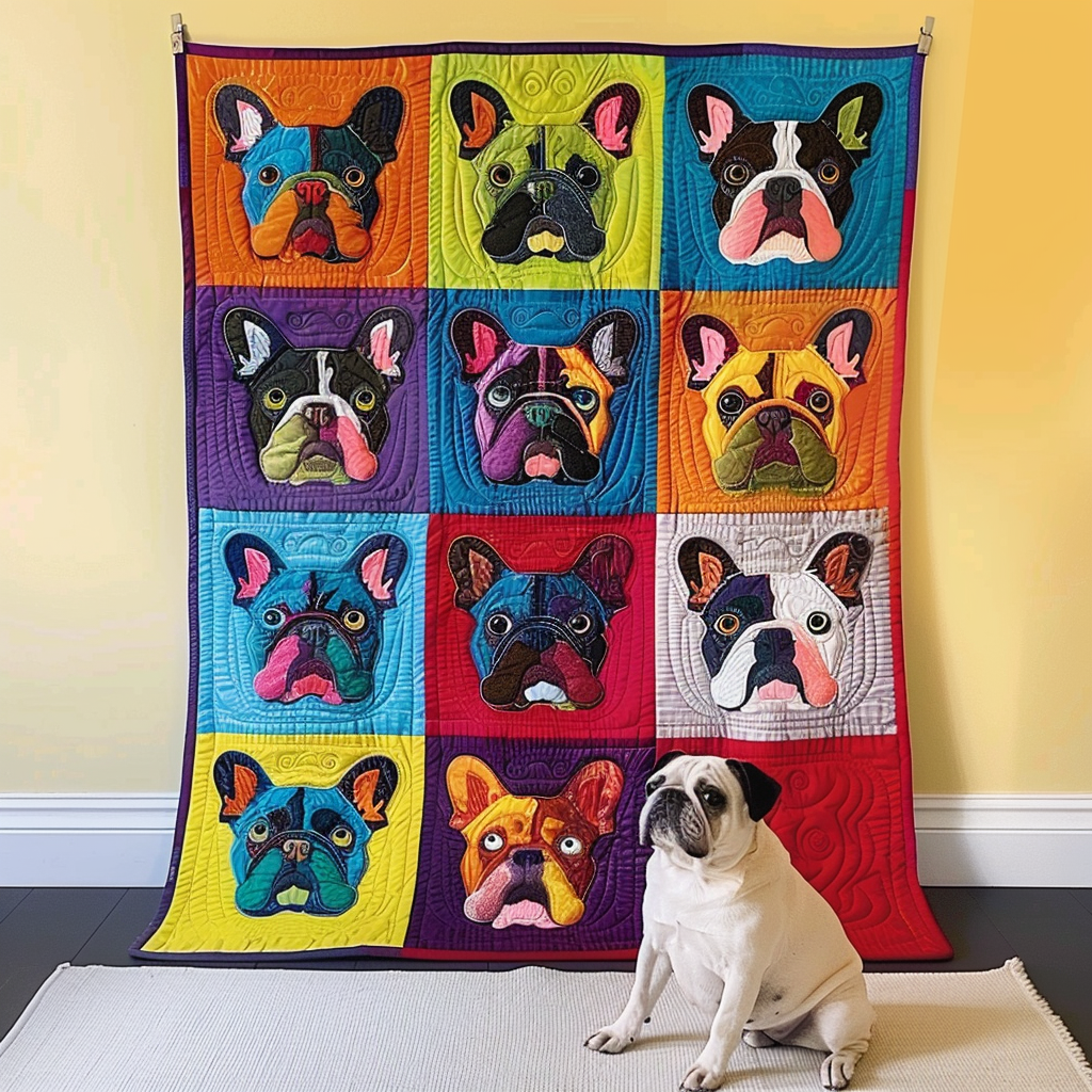 Frenchie Fanatic Quilted Blanket NCU0PD073