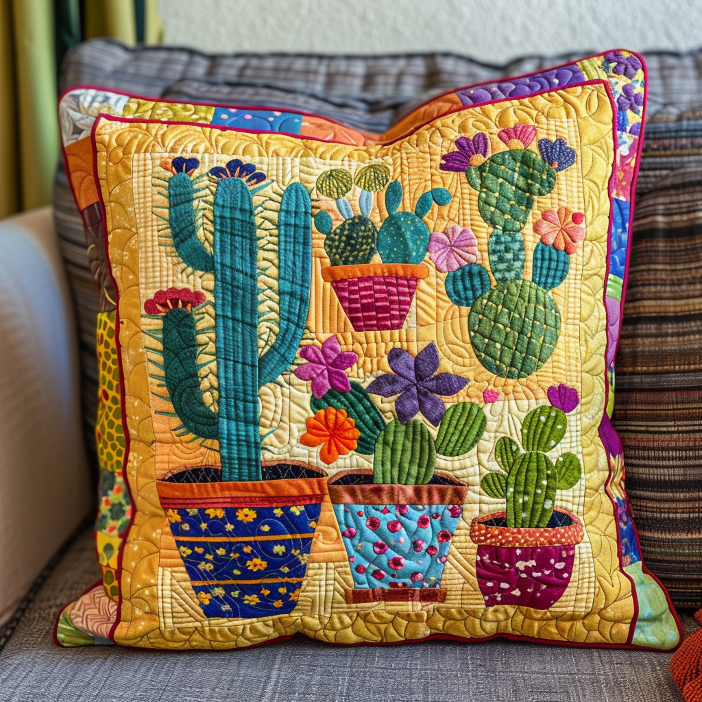 Desert Dreamscape Cactus Quilted Pillow Case NCU0PD064