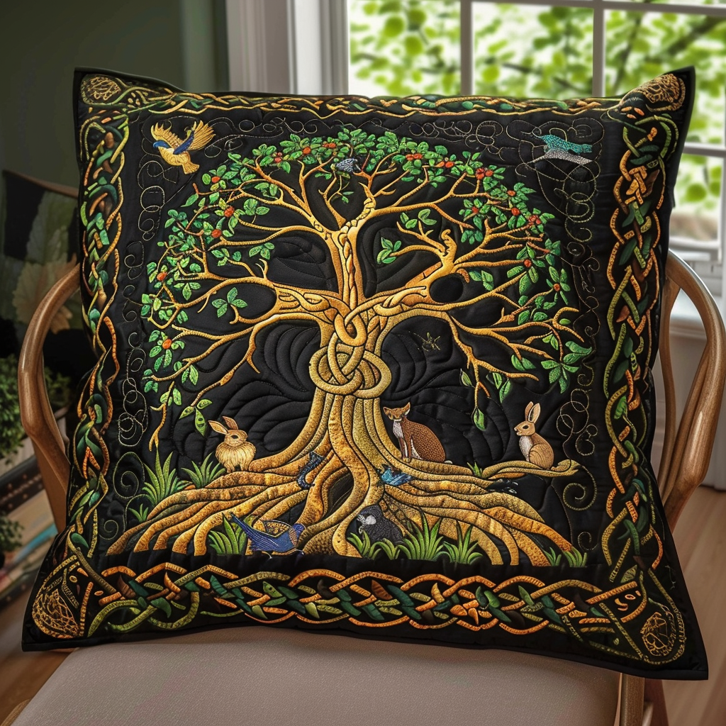 Artistic Tree of Life Quilted Pillow Case NCU0PD103