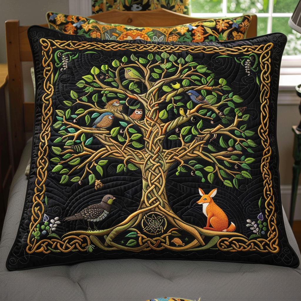 Celtic Tree of Life Patterned Quilted Pillow Case NCU0PD104