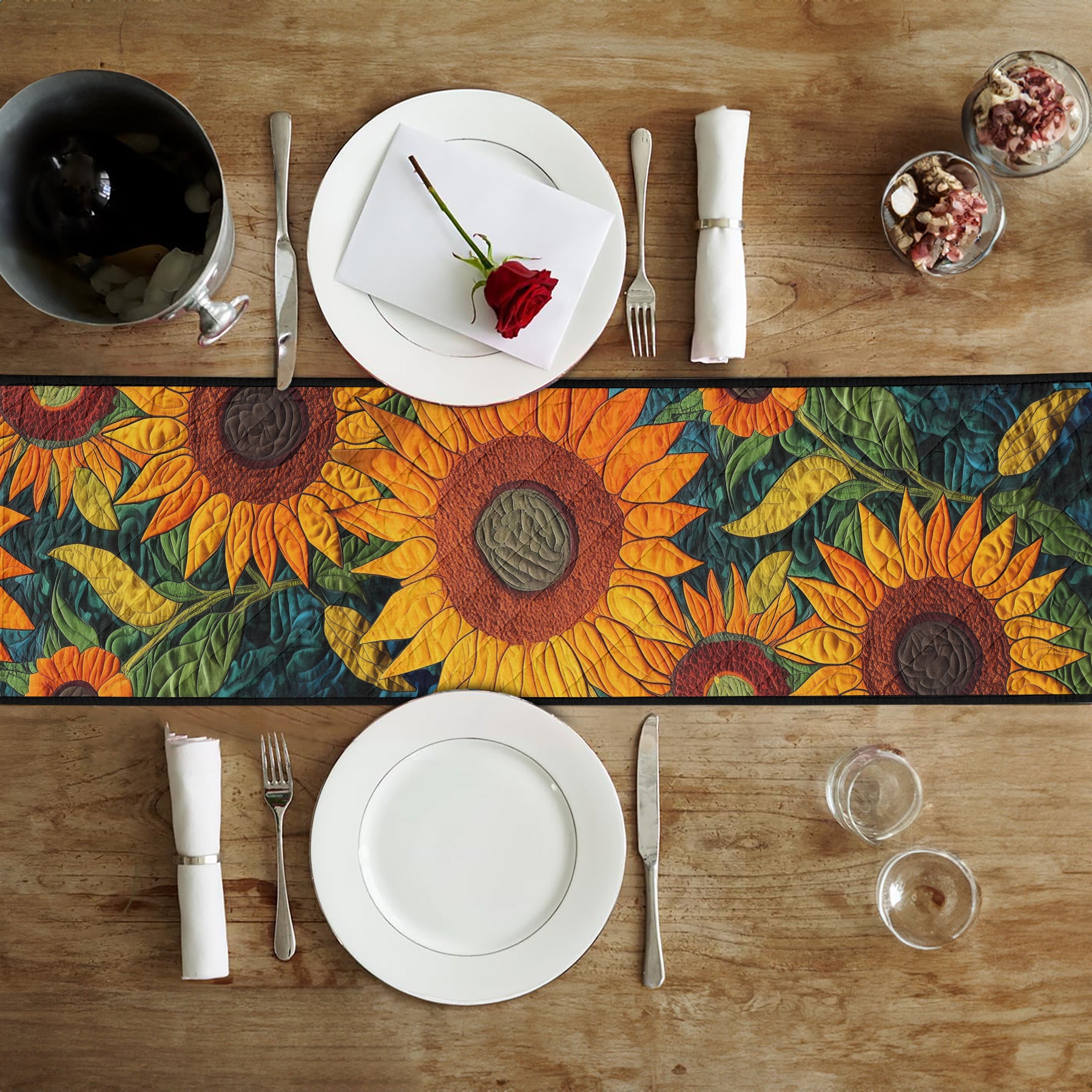 Sunflowers Garden Quilted Table Runner NCU0TL197